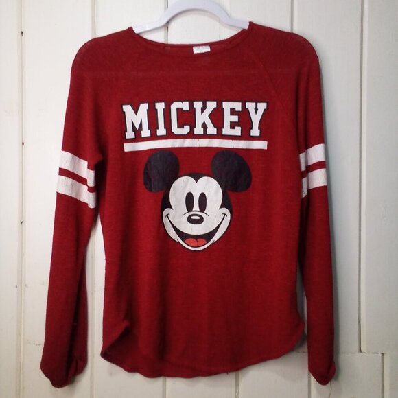 Disney Shirt Women S Long Sleeve Mickey Graphic Wear Red - Picture 1 of 16